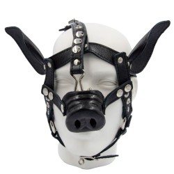 Leather pig head harness bk