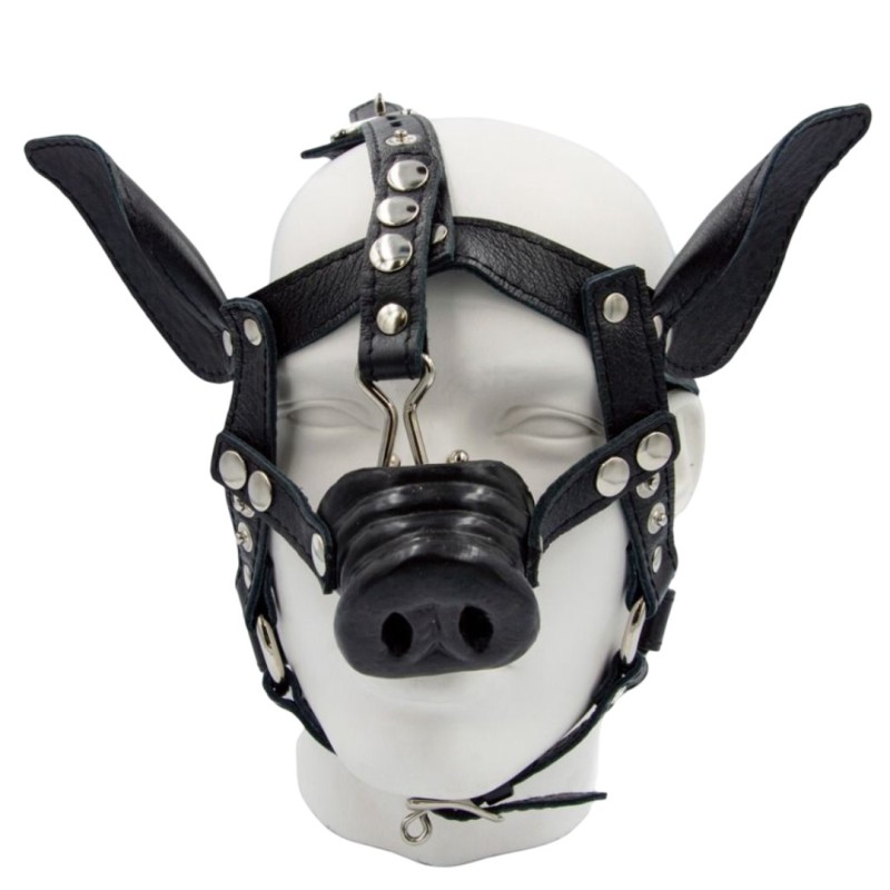 Leather pig head harness bk