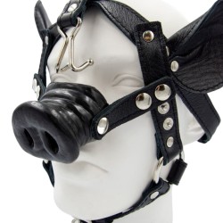 Leather pig head harness bk