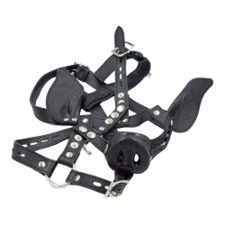 Leather pig head harness bk