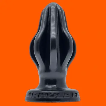 Oxballs Airhole Finned Butt Plug, compressible fins, S-FF | Dark-Ink