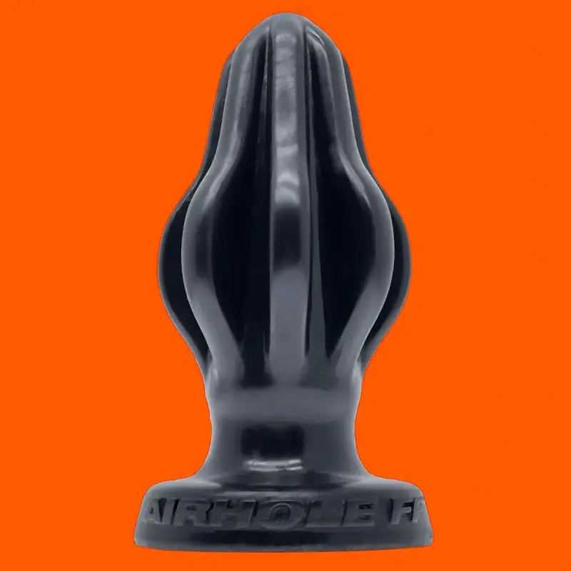 Oxballs Airhole Finned Butt Plug, compressible fins, S-FF | Dark-Ink