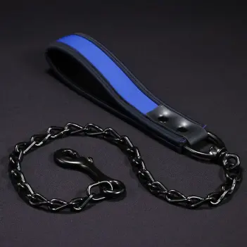 Mr S Leather neoprene puppy leash, 16 colors black hardware | Dark-Ink