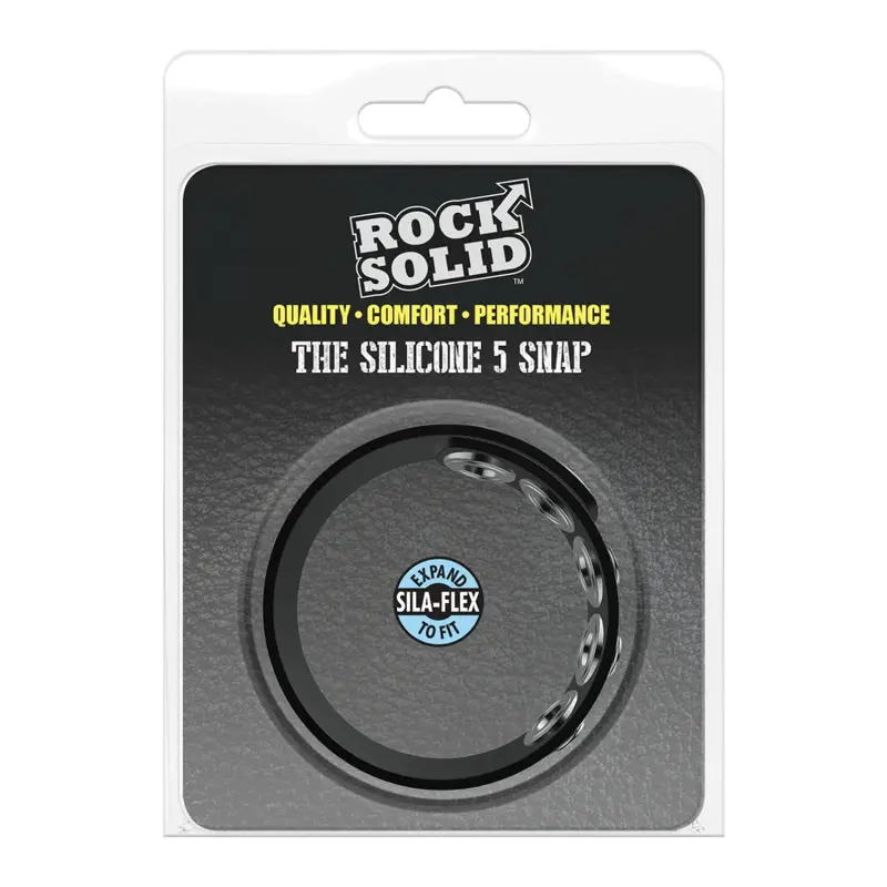 Anillo para pene ajustable Rock Solid Silicone 5 Snap | Dark-Ink
