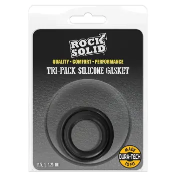 Rock Solid The Tri Pack Gasket TPE Cock Ring Three Sizes | Dark-Ink