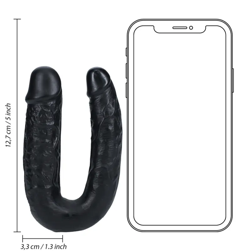 Double gode réaliste en U RealRock 12,7 cm deux extrémités | Dark-Ink