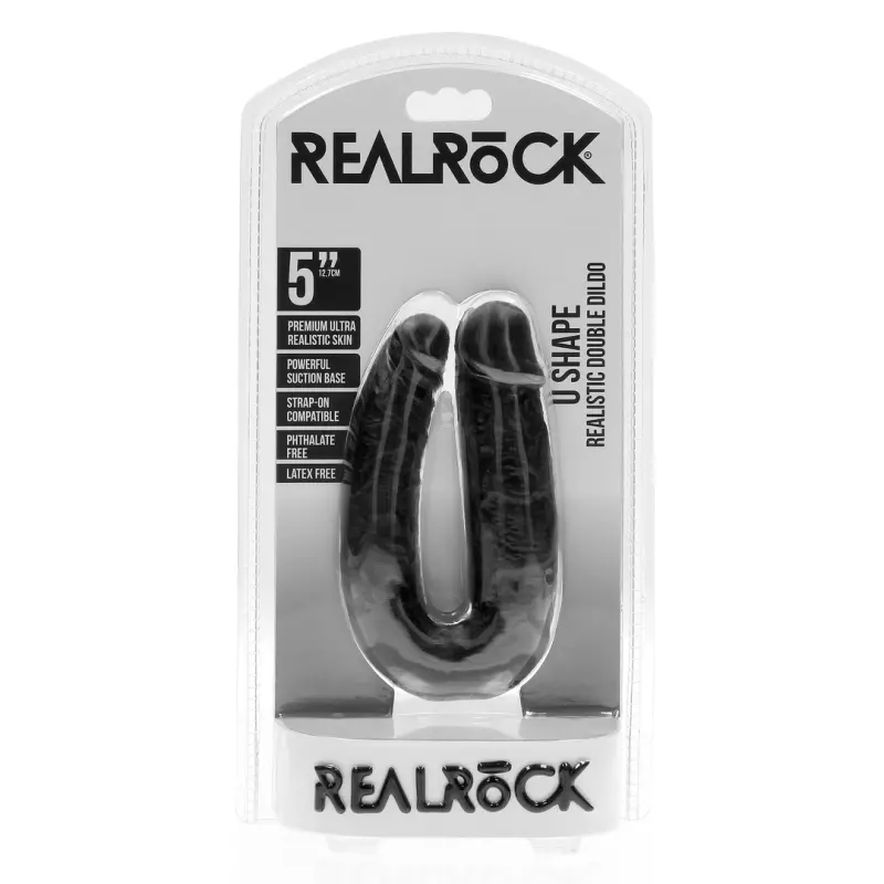 Double gode réaliste en U RealRock 12,7 cm deux extrémités | Dark-Ink