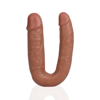 Double-Dildo U-Form RealRock 12,7 cm zwei Enden | Dark-Ink