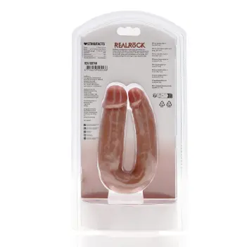 Double-Dildo U-Form RealRock 12,7 cm zwei Enden | Dark-Ink