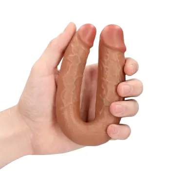 Double-Dildo U-Form RealRock 12,7 cm zwei Enden | Dark-Ink