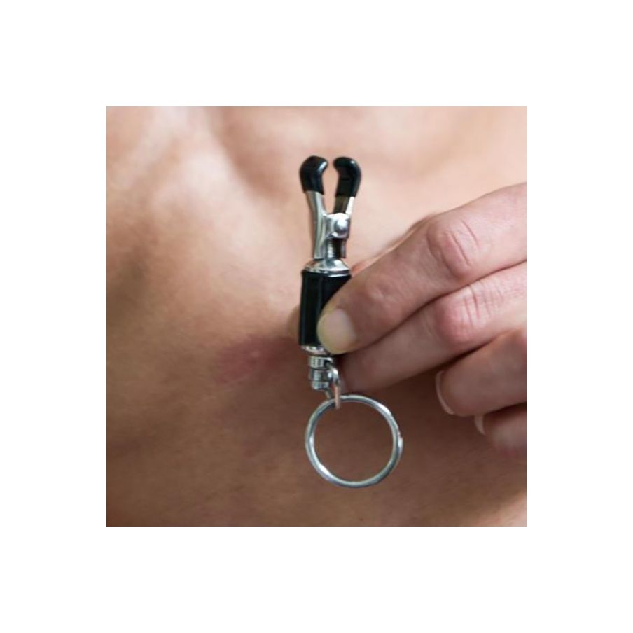 Ze Barrel Pinces A Seins Reglables Acier-Caoutchouc Et Anneaux 9896