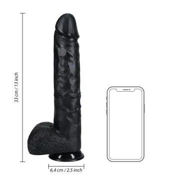 Dildo con bolas extra large RealRock ventosa y arnés | Dark-Ink