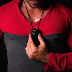 Black leather poppers bag