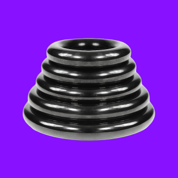 Anodized black round glans and cockring 8 mm