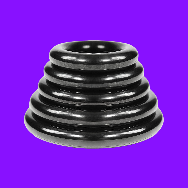 Anodized black round glans and cockring 8 mm