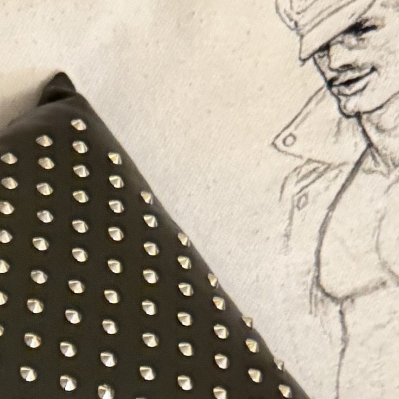 Studed leather pillow "alfred"