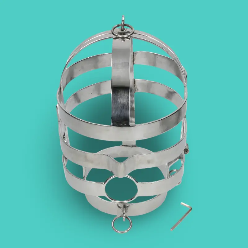 DARKLINE Head Cage mit Mundöffnung – Edelstahl