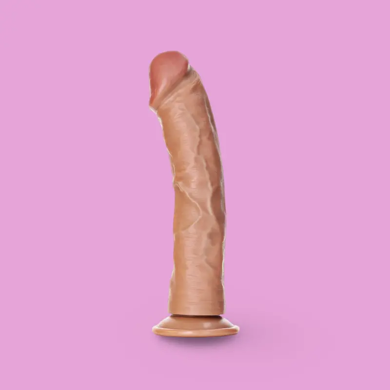 Curved Realistic Dildo with Suction Cup Tan