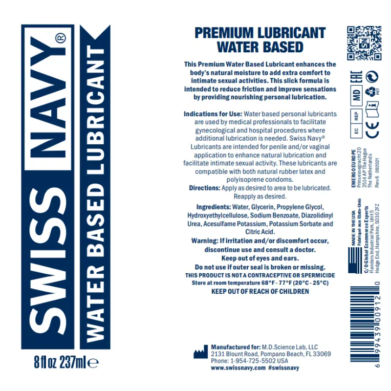 Swiss navy premium water based lubricant