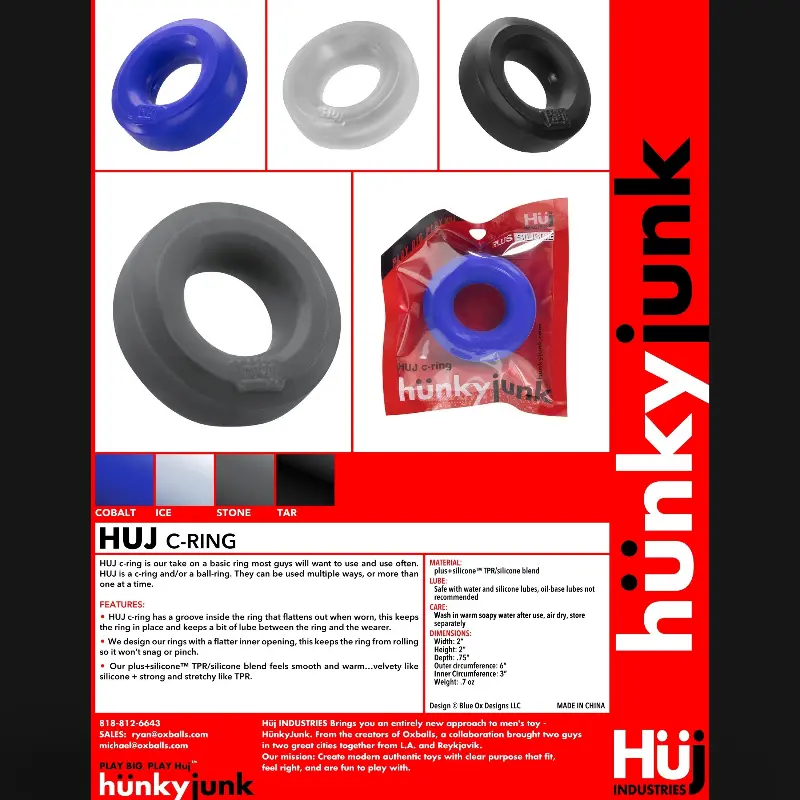 Hünkyjunk HUJ C-RING – Cockring flexible TPR silicona | Dark-Ink
