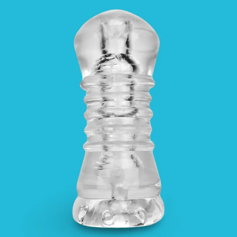 OXBALLS JERK – Gerippter flexTPR Masturbator mit Saugeffekt | Dark-Ink