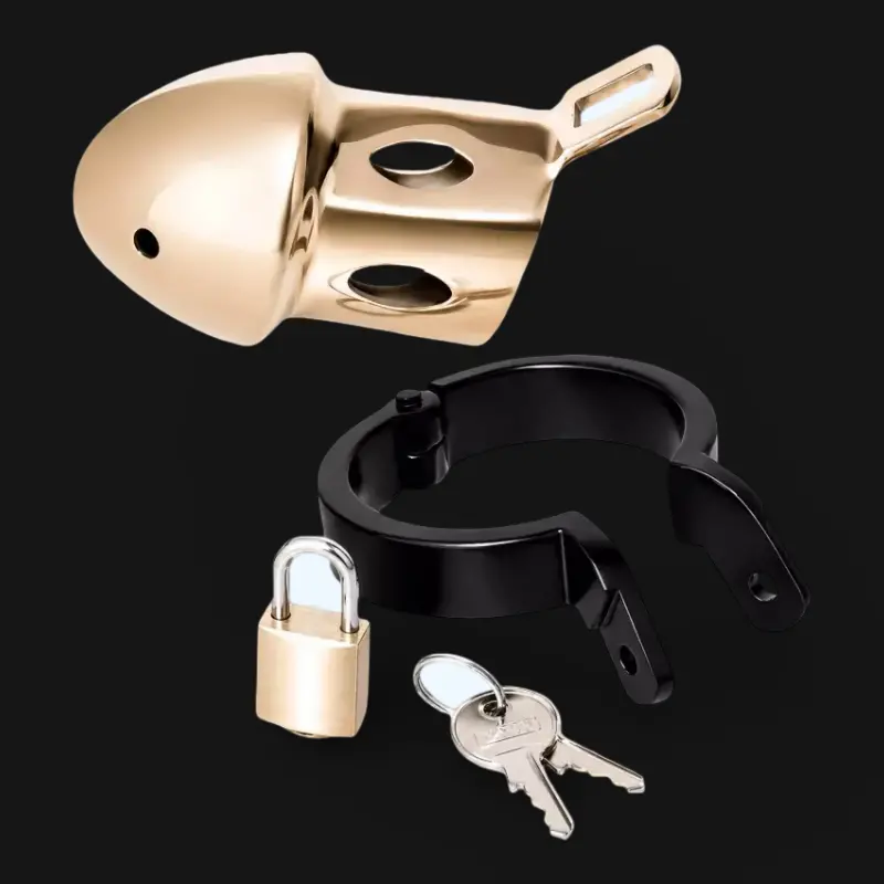 DARKLINE Steel Bull Gold & Black – Jaula de castidad de acero | Dark-Ink