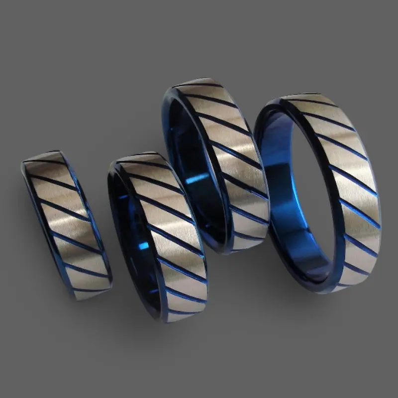 DARKLINE Blue Ripple Cockring – Brushed Steel & Blue | Dark-Ink