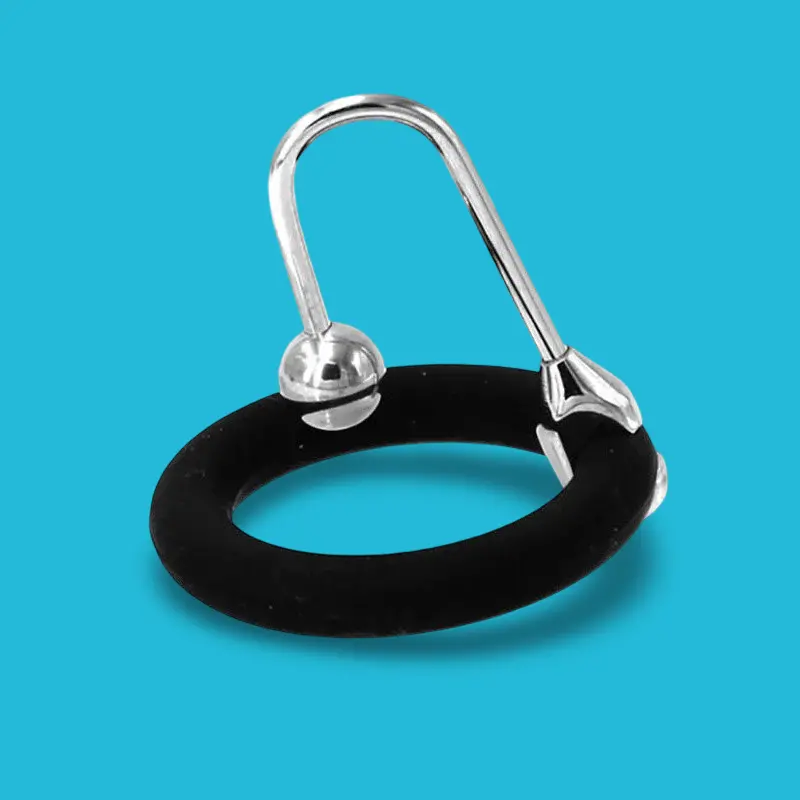 Cum Stopper – Plug uretral de acero con anillos para el glande de silicona